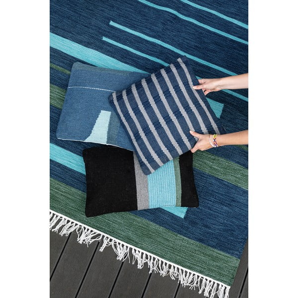 Tumši zils divpusējs āra paklājs no pārstrādātas plastmasas Green Decore Marlin, 160 x 230 cm-image-3