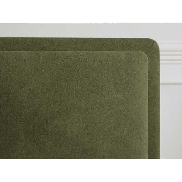 Zaļa polsterēta polsterēta divvietīga gulta ar redelēm 140x190 cm Mara – Bobochic Paris-image-3