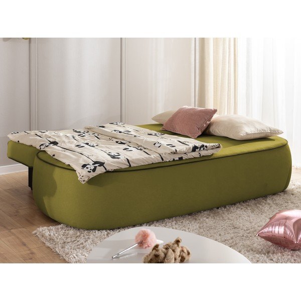 Zaļš/tumši zaļš samta salokāms/ar uzglabāšanas vietu bērnu dīvāns 210 cm Saga – Ropez-image-3