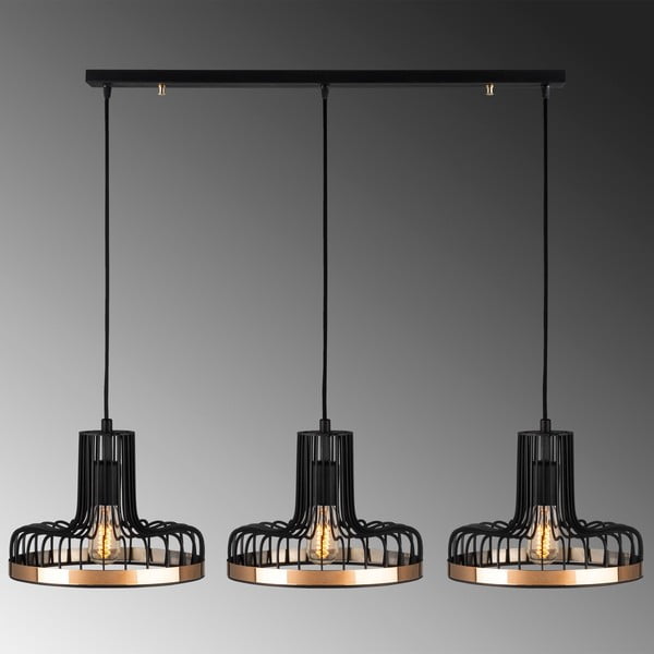 Melna/vara krāsas piekaramā lampa ar metāla abažūru Fellini – Opviq lights-image-2