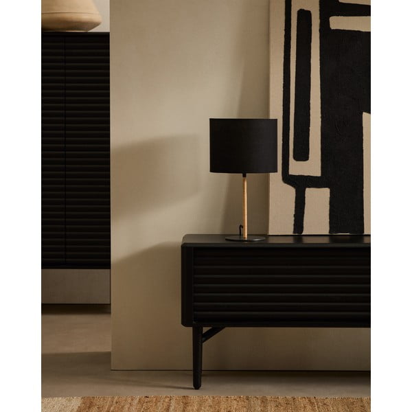 Melna galda lampa ar auduma abažūru (augstums 45 cm) Pina – Kave Home-image-1