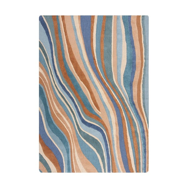 Zils ar rokām darināts vilnas paklājs 120x170 cm Abstract Flow – Flair Rugs