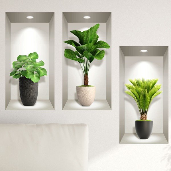 3 3D sienas uzlīmju komplekts Ambiance Tropical Plants-image-1