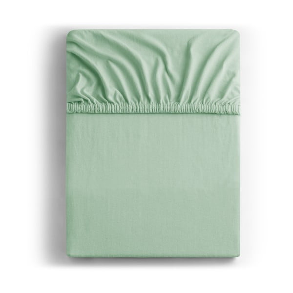 Gaiši zaļš trikotāžas palags ar gumiju 220x200 cm Amber – DecoKing