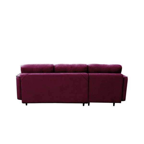 Violets trīsvietīgs izlaižams stūra dīvāns ar melnām kājām Mazzini Sofas Dragonfly, kreisais stūris-image-2