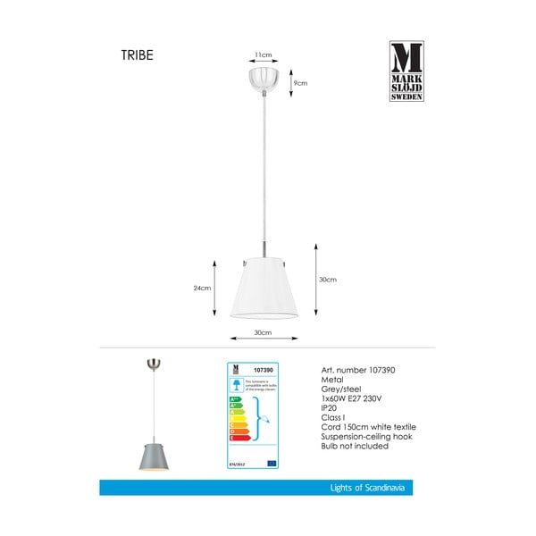 Pelēka griestu lampa Markslöjd Tribe, ø 30 cm-image-2