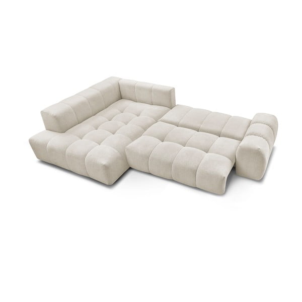 Balts salokāms/ar uzglabāšanas vietu stūra dīvāns no šenila auduma (ar kreiso stūri/L veida) Everest – Bobochic Paris-image-4