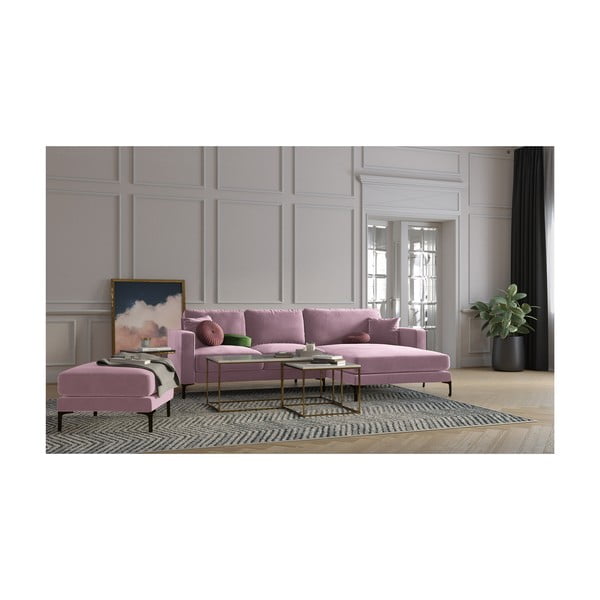 Rozā samta kāju soliņš Kooko Home Harmony-image-3