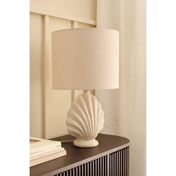Balta/bēša polirezīna galda lampa (augstums 58 cm) Shelley – Ellos Home-image-2