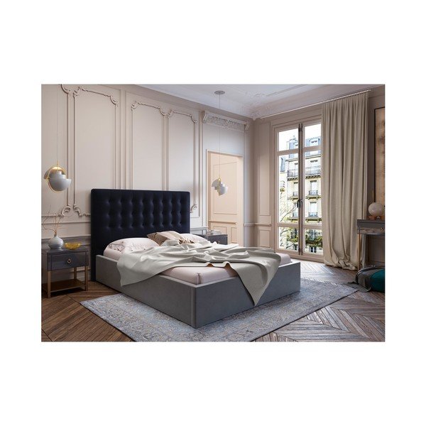 Tumši zils samta gultas galvgalis Windsor & Co Sofas Athena, 160 x 120 cm-image-3