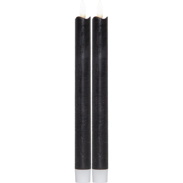 2 melnu LED sveču komplekts Star Trading Flamme, augstums 25 cm