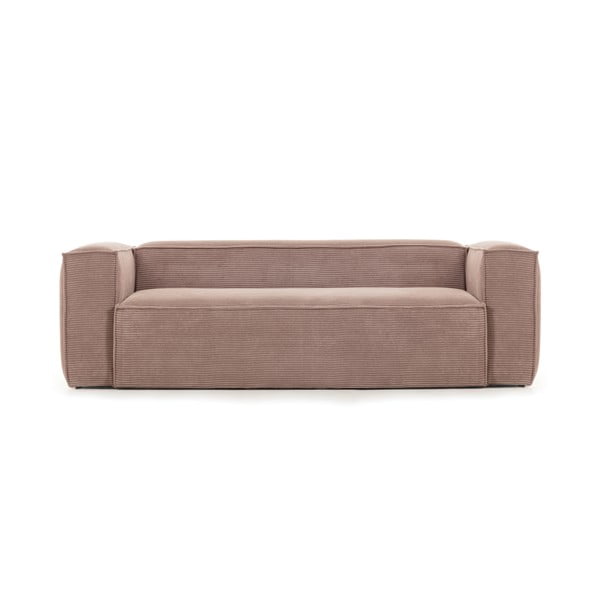 Rozā velveta dīvāns Kave Home Blok, 210 cm