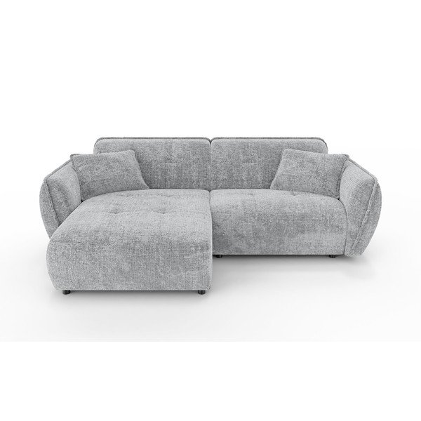 Gaiši pelēks stūra dīvāns no šenila auduma (ar kreiso stūri/ar zvilni) Nelia – Ropez