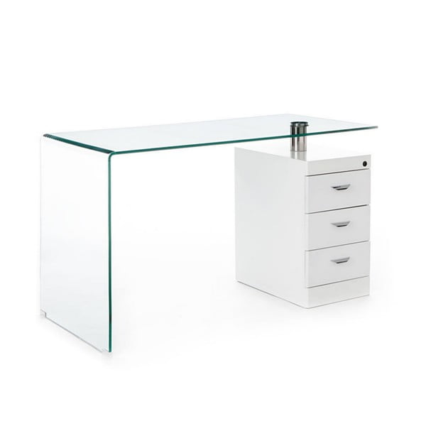 Darba galds ar stikla galda virsmu 65x125 cm Bow – Tomasucci