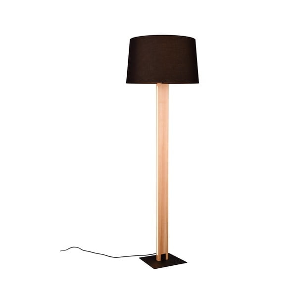 Melna/dabīga toņa stāvlampa ar auduma abažūru (augstums 150 cm) Rahul – Trio-image-4