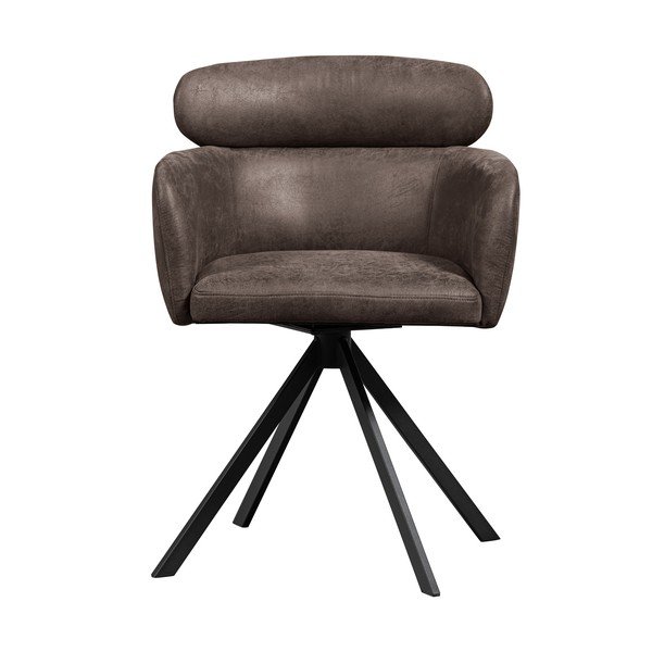 Tumši brūns polsterēts ēdamistabas krēsls ar roku balstiem Fenne – WOOOD-image-2