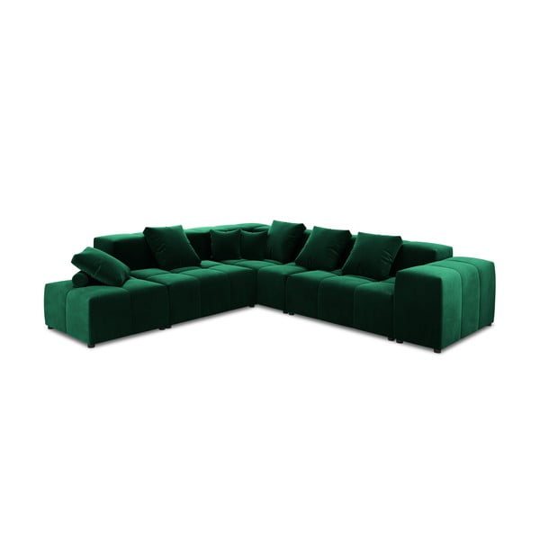 Zaļš samta stūra dīvāns (maināms stūris) Rome Velvet – Cosmopolitan Design 