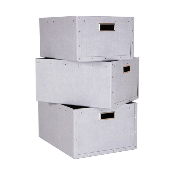 Gaiši pelēkas kartona uzglabāšanas kastes (3 gab.) Ture – Bigso Box of Sweden