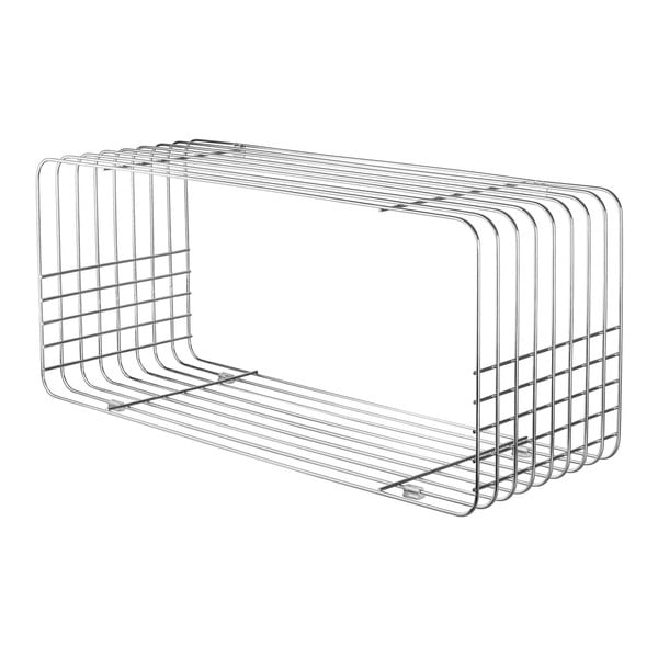 Spīdīgas sudraba krāsas metāla sienas grāmatplaukts 70x30 cm Wire – Mette Ditmer Denmark