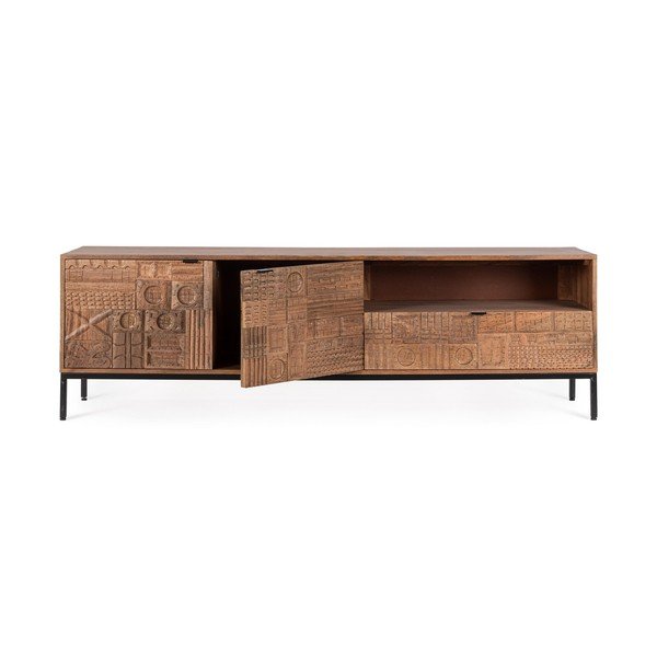 Dabīga toņa mango masīvkoka TV galdiņš 180x55x42 cm Kindia – Bizzotto-image-2