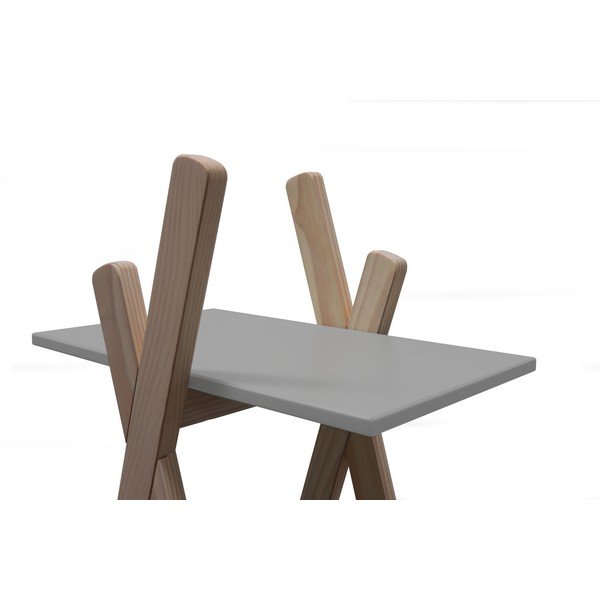 Bērnu grāmatplaukts ar pelēkiem plauktiem un priedes koka konstrukciju Marckeric Elisa-image-4