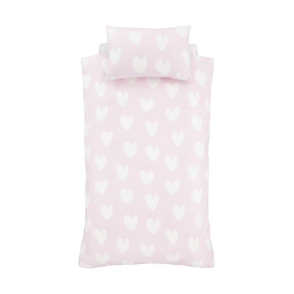 Rozā divguļamā flaneļa bērnu gultas veļa 200x200 cm Hearts – Catherine Lansfield