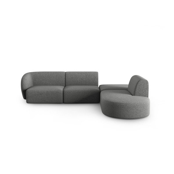 Pelēks stūra dīvāns no šenila auduma (ar labo stūri/L veida) Paolo – Milo Casa