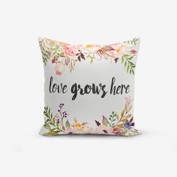 Spilvendrāna Minimalist Cushion Covers Love Grows Here, 45 x 45 cm