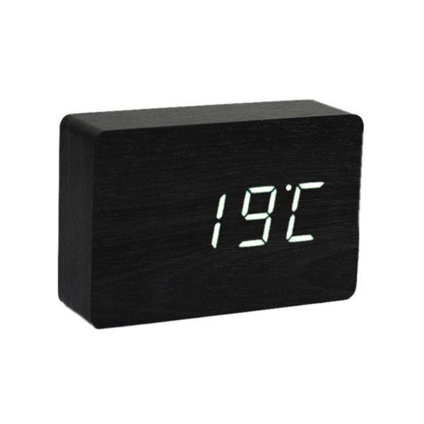 Melns modinātājs ar baltu LED displeju Gingko Brick Click Clock-image-4