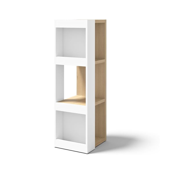 Balts grāmatu plaukts ar ozolkoka imitāciju 40x114 cm Ella – TemaHome-image-1