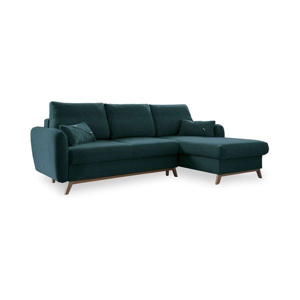 Tirkīza zils izlaižams stūra dīvāns Miuform Scandic Lagom, labais stūris