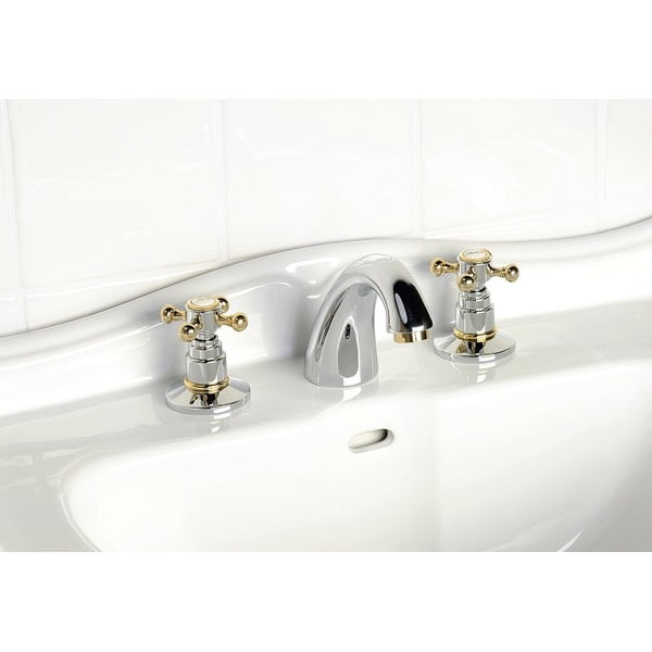 Spīdīgas sudraba krāsas/zelta krāsas jaucējkrāns izlietnei Antea – Sapho-image-1