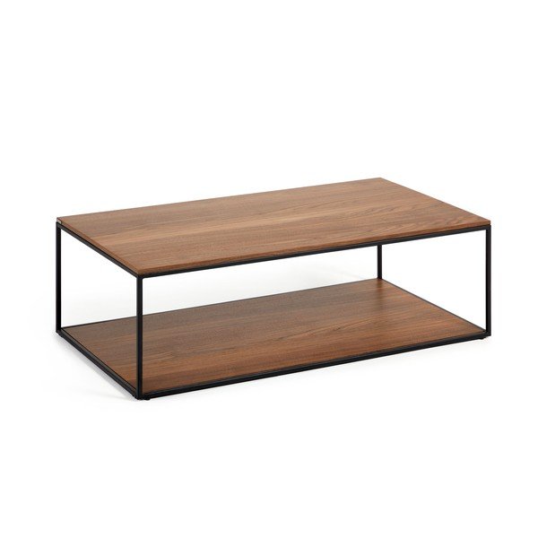 Tumša dabīga toņa žurnālgaldiņš ar valrieksta koka imitācijas galda virsmu 60x110 cm Yoana – Kave Home