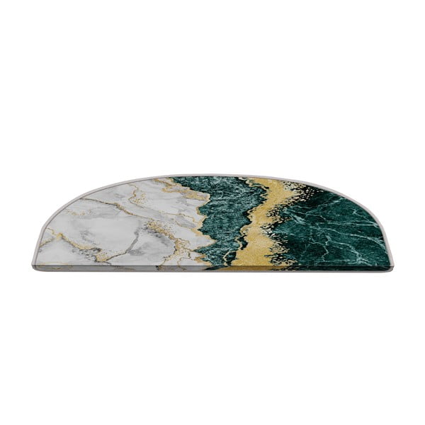 Zaļganzili/krēmkrāsas kāpņu paklāji (16 gab.) 20x65 cm Golden Marble – Vitaus