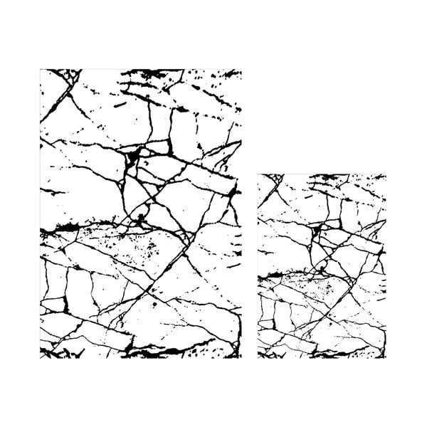 Balti/melni vannas istabas paklājiņi (2 gab.) 60x100 cm Cracks – Mila Home