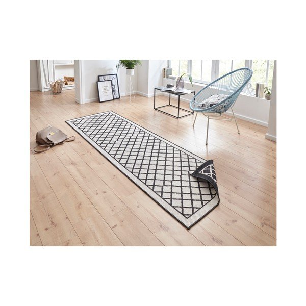 Melns un krēmkrāsas āra paklājs NORTHRUGS Sydney, 80 x 250 cm-image-4