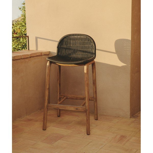 Tumši pelēks masīvkoka dārza bāra krēsls Alipa – Kave Home-image-1