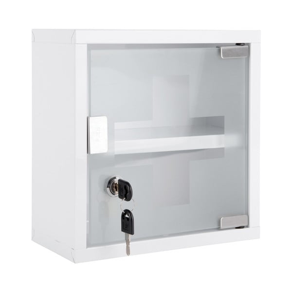 Balts metāla piekarams vannas istabas skapis 12x25 cm    – PT LIVING