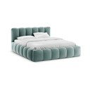 Piparmētru zaļa polsterēta divvietīga gulta ar veļas kasti ar redelēm 180x200 cm Lupine – Micadoni 