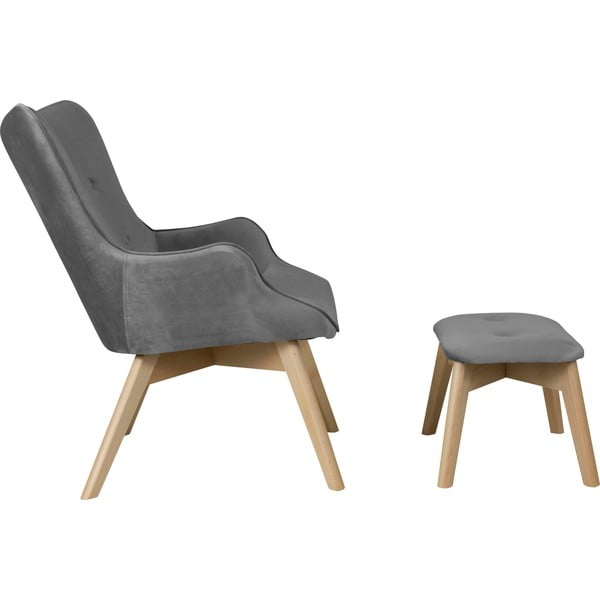 Pelēks samta atpūtas krēsls ar kāju balstu Niko – Ropez-image-3