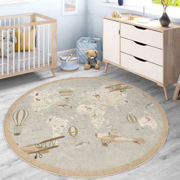 Mazgājams bērnu rotaļu paklājs ø120 cm Vintage World – Mila Home-image-3