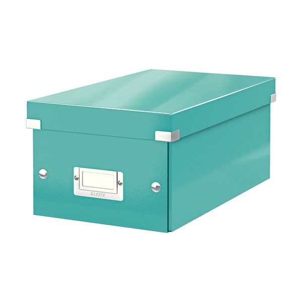 Tirkīza zila uzglabāšanas kaste ar vāku Leitz Click&Store, garums 35 cm