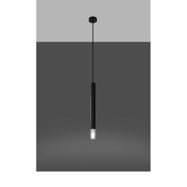 Melna metāla piekaramā lampa ø 8 cm Vittoria – Sollux-image-4