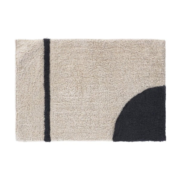 Melns/krēmkrāsas vannas istabas paklājs 40x60 cm Maica – Kave Home
