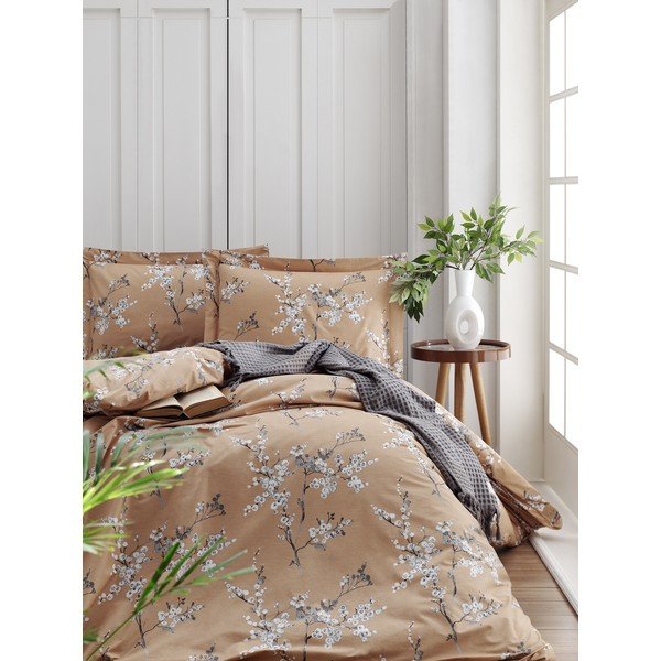 Oranža divvietīga kokvilnas gultas veļa 200x200 cm Chicory – Mijolnir-image-1