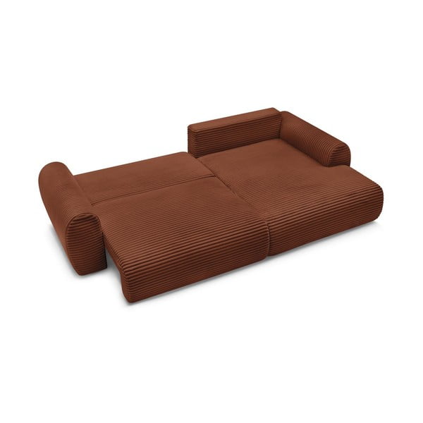 Ķieģeļu sarkans velveta salokāms stūra dīvāns (ar labo stūri) Lucien – Bobochic Paris-image-4