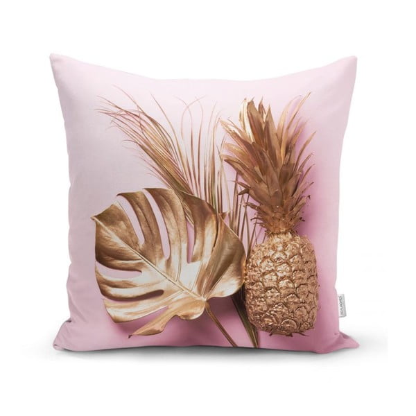 Spilvendrāna Minimalist Cushion Covers Golden Pineapples and Leaves, 45 x 45 cm