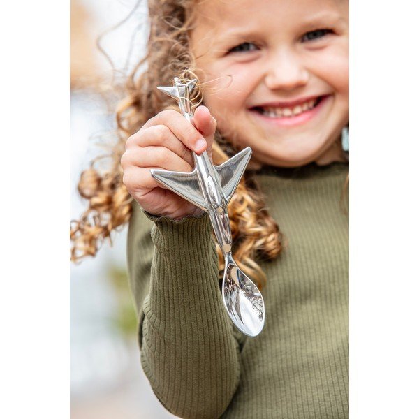 Sudraba krāsas nerūsējošā tērauda karote bērniem Plane – Zilverstad-image-1