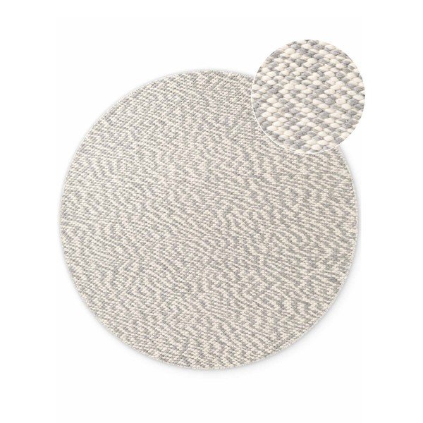 Gaiši pelēks/krēmkrāsas ar rokām darināts vilnas apaļš paklājs ø 160 cm Lyon Beans – Elle Decoration
