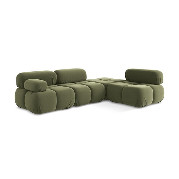 Gaiši zaļš samta modulārais stūra dīvāns (ar labo stūri) Lokua – Makamii-image-3